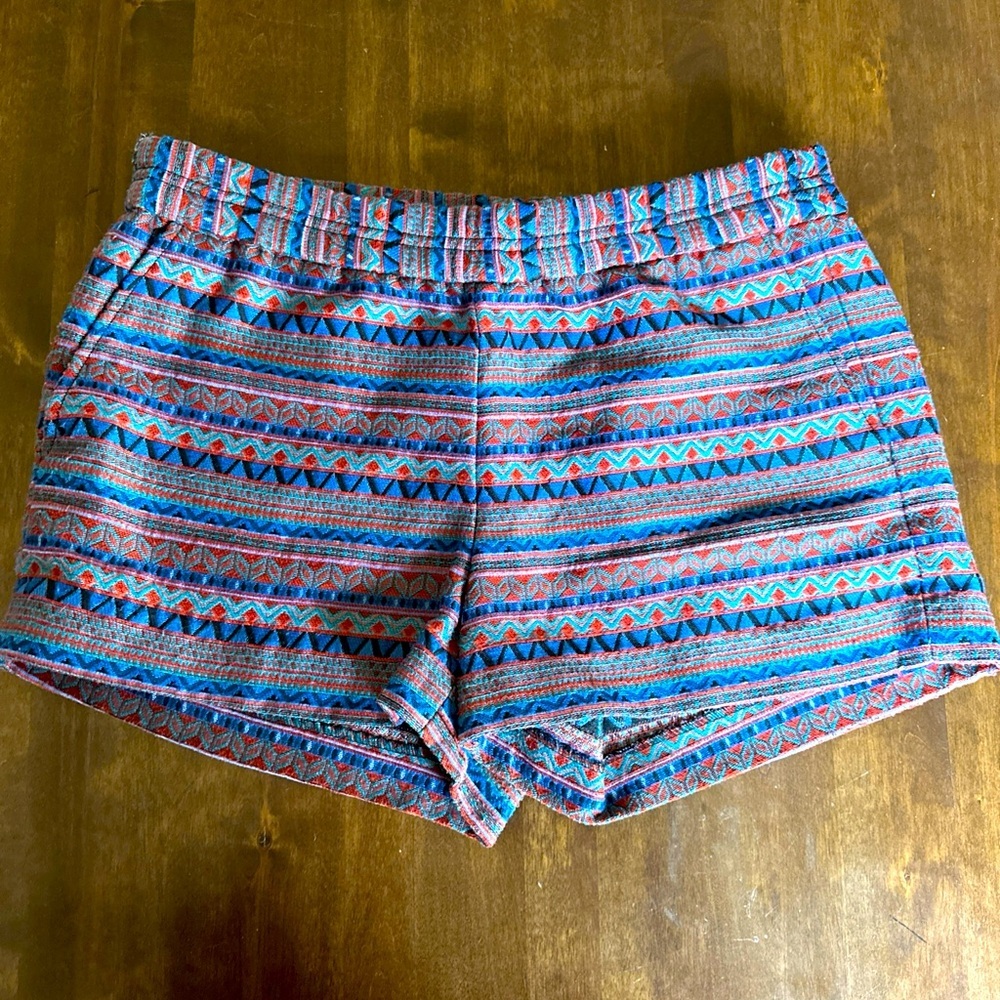 J. Crew Boardwalk Jacquard boho print shorts‎ 6 Boho Resort Travel Tribal Aztec